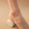 Korean Butterfly Tassel Anklet with Rhinestones, Rose Gold Mori Style