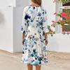 Women's Casual Fashion Round Neck Three Quarter Sleeve Print Midi Dress