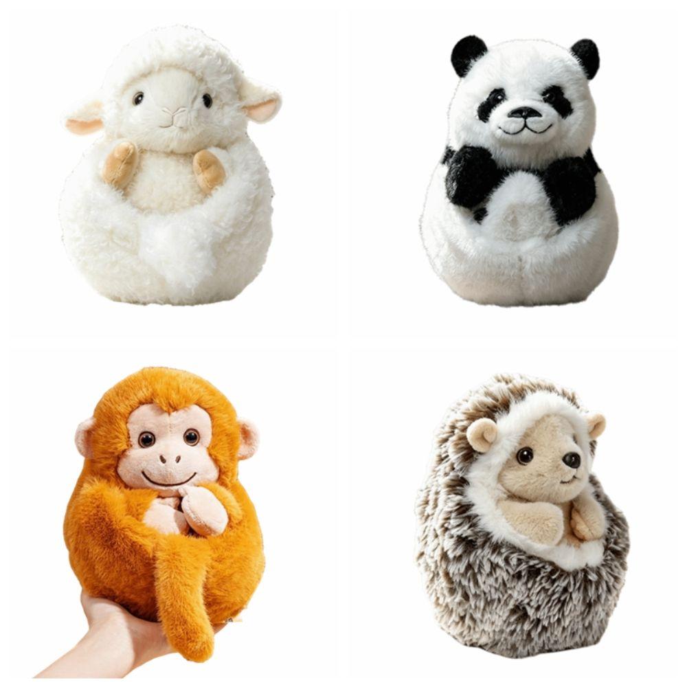 Hedgehog Zodiac Goat Plush Toy Chubby Animal Stuffed Toy Funny Flip-over Sheep Keychain Xmas Gifts