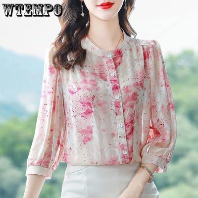 Sommer Neue Floral Chiffon Hemd frauen Sieben Hülse Lose Hemd Top Stilvolle Hemd