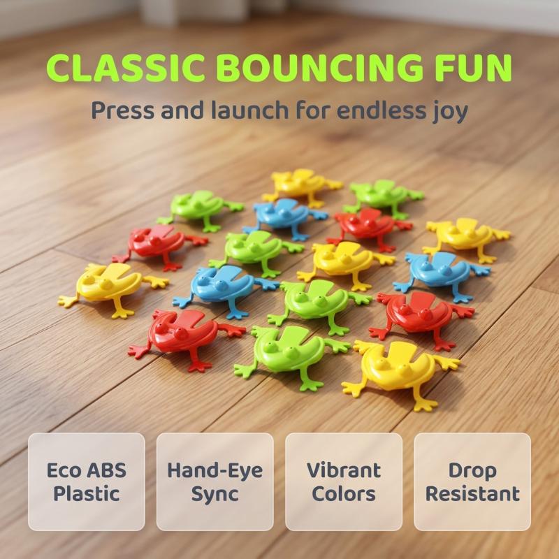 10Pcs Colorful Plastic Jumping Frog Toys With Press Jump Feature For Kids Party Favors Classroom Prizes