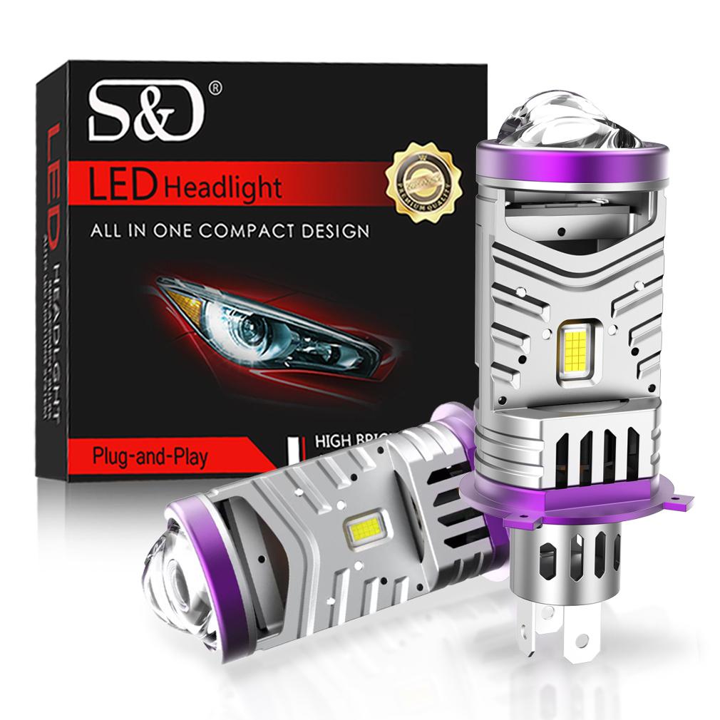 

2 шт. Светодиодные лампы для фар H4 с двойной линзой, светодиодная лампа-проектор HB2 9003 для автомобиля, мотоцикла, фара дальнего/ближнего света, LHD 100 Вт 40000 лм, подключи и работай H4/9003/HB2 Hi/Lo