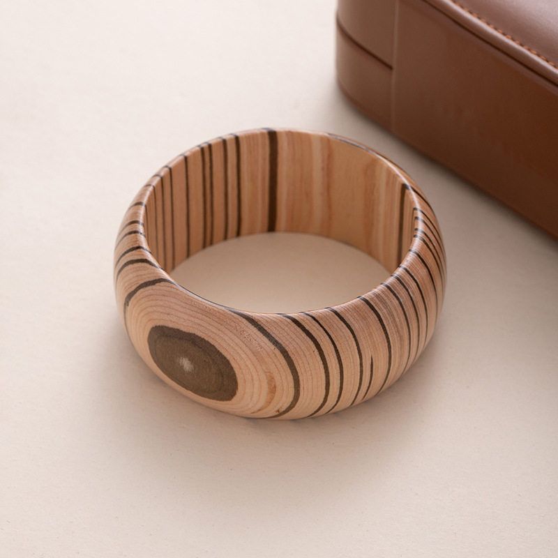 

Fashion Retro Fashion Trends Simple Personalized All-Match Wooden Bracelet Women L411 Light Coffee