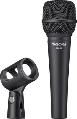 TASCAM Vocal Dynamic Microphone with Mic Holder for YouTube Live Simple PA Music and Karaoke TM-82 Vocals, Streaming, Recording, Events, Equipment,