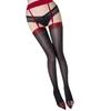 Leopard Pattern Top Garter Belt Attached Thigh High Stockings Oil Glossy Shimmery Suspender Tights Pantyhose for Women