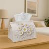 1pc Easy Daisy Botanical Multifunctional Fabric Tissue Box with a Design Featuring White Flowers And a Yellow Center, Made of Soft Polyester. Ideal Fo
