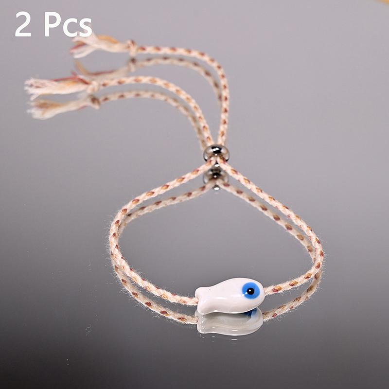 

2/5 шт. Мультяшные милые керамические браслеты с рыбками для женщин, девушек, стильные богемные плетеные вручную браслеты, ювелирные аксессуары, подарки