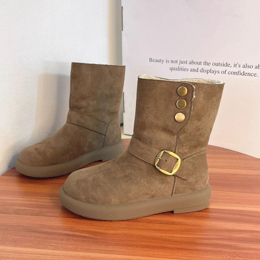 Fleece thickened warm flat-bottomed non-slip snow boots 2025 new women's winter popular women's Northeast cotton shoes