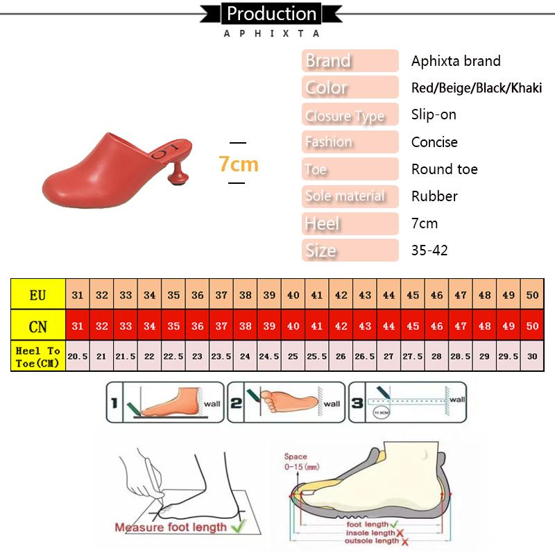 Fashion Aphixta 7cm High Heels Elegant Women Slides Round Toe Shallow Summer Dress Slides Sexy Strange Style Heels Shoes Size 42 Sandals