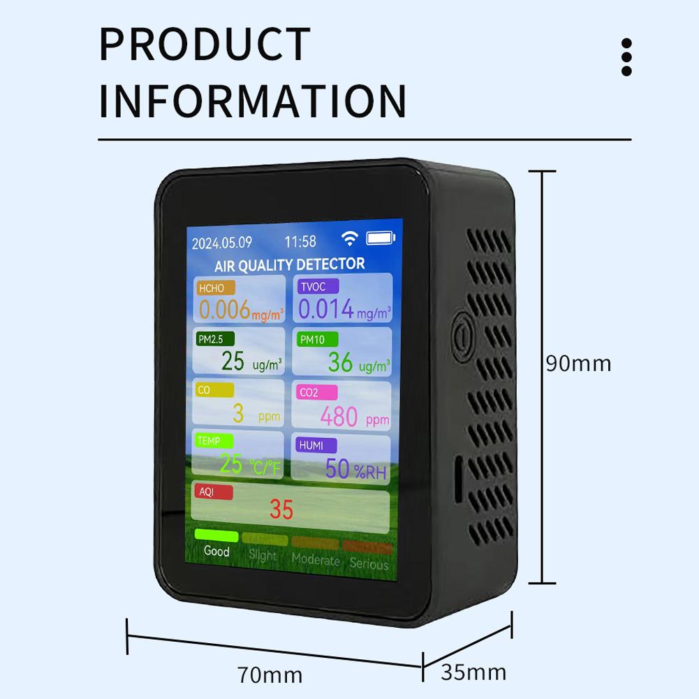 Tuya WiFi Multifunctional Air Quality Meter Household HCHO TVOC Carbon Monoxide CO2 PM2.5 PM10