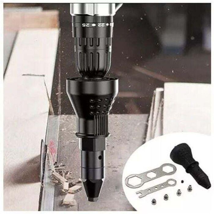 Adaptateur riveteuse pour perceuse sans fil AIMOONSA – pistolet à riveter électrique, kit 3 têtes