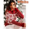 Dame julestrikket genser Snowflake Rød Hvit julegenser Langermet strikket genser