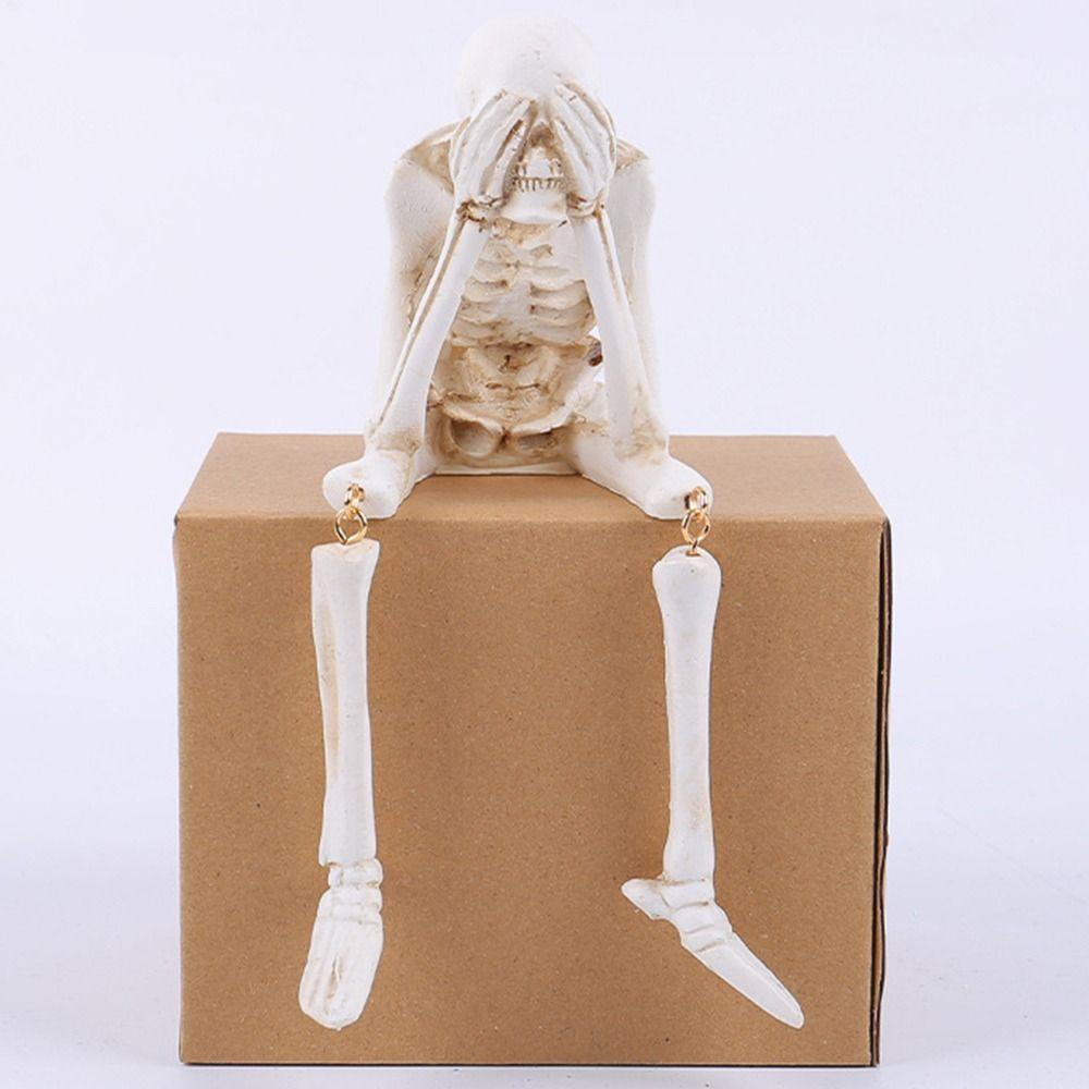 Resin Hanging Leg Skeleton Don't Look Don't Listen Don't Say Bone Model  Halloween