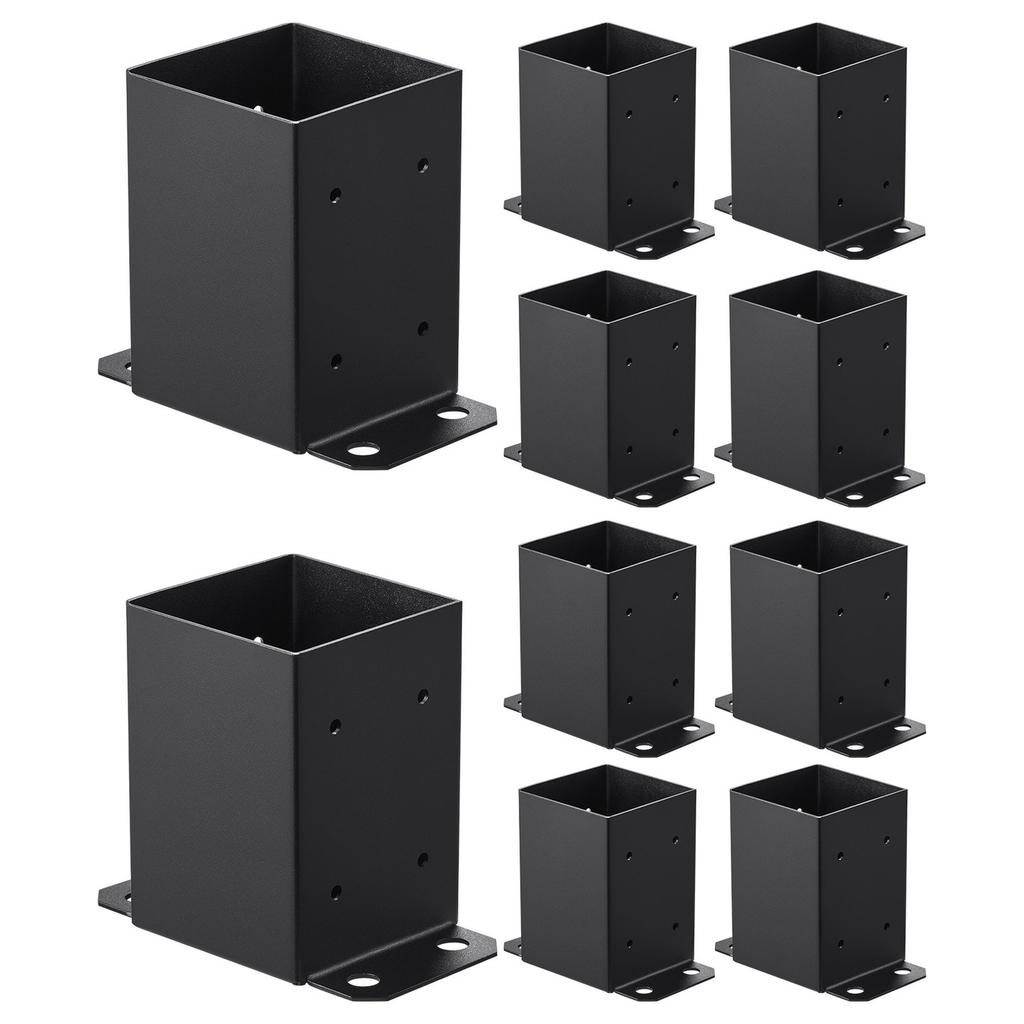 4x4 Post Base 10 Pcs, Inner Size 3.6x3.6 Inch / 91.44x91.44 Mm Post Brackets, Heavy Duty Carbon Steel Decking Posts, Wood Posts Brackets for Pavilion