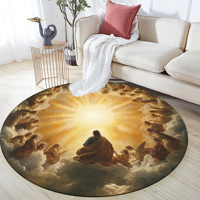 Angel pattern round rug,Carpet Rug for Living Room Bedroom Sofa Playroom Decor,Non-slip Floor Mat,Holiday Gifts and Birthday Gifts