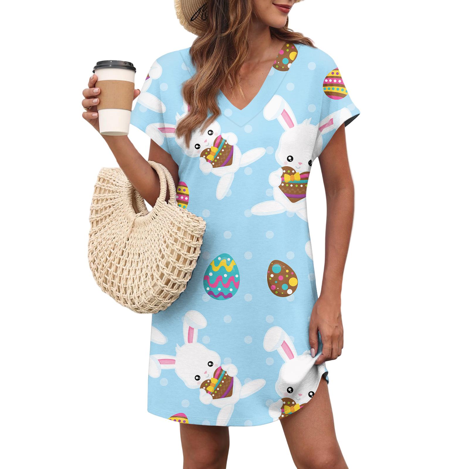 

Women s Casual Fashionable Sexy V-Neck Covered Sleeves Belted Pocket Easter Print Dress XL кавун червоний колір