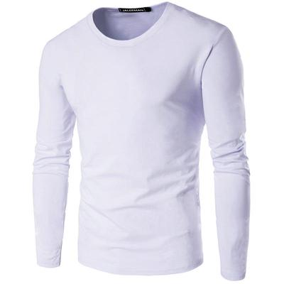 Men's Autumn/Winter Solid Color Slim-Fit Long-Sleeve Round Neck Cotton T-Shirt