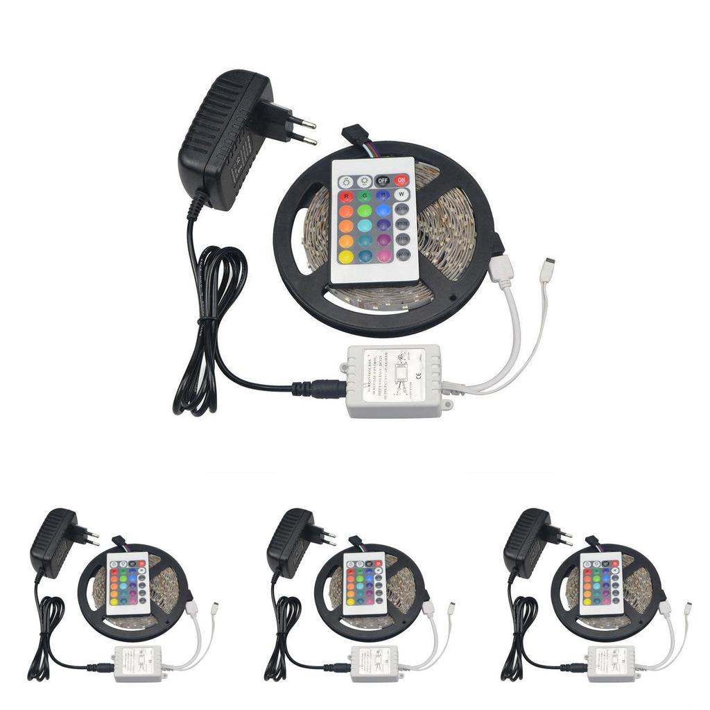 12v 3528rgb Led Tape With Mini Remote Controller Nonwaterproof Bright Lighting For Tv Background Decoration