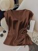 Women's V-Neck Satin T-Shirt - Summer 2026 Slim Fit, Plain Color, Short-Sleeved, Stylish Top