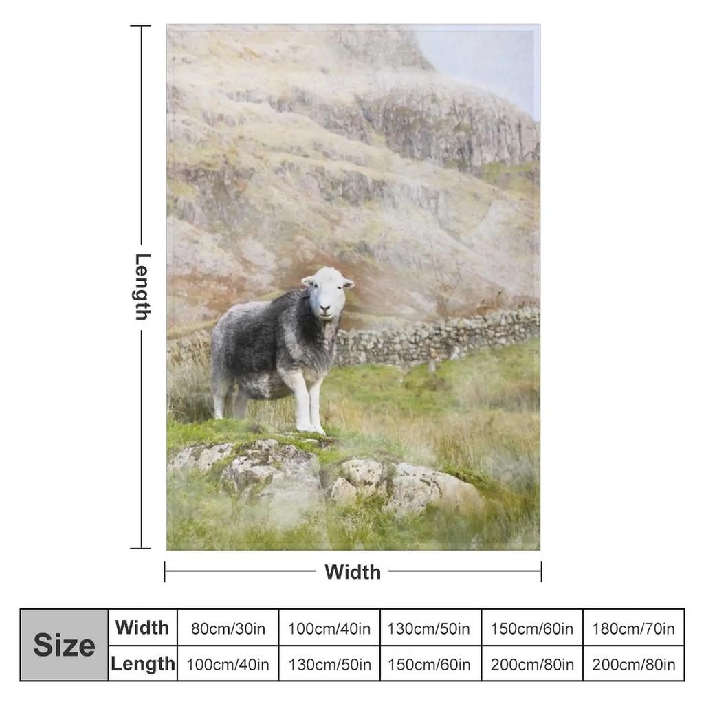 Herdwick Sheep Landscape Watercolour Photograph Throw Blanket Bed covers Shaggy Blanket Bed Fashionable Blanket