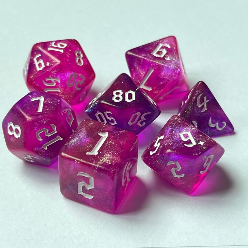 7 Pcs of New Double Colors Dice Polyhedral Gold Font Digital Dices Kit for TRPG RPG D20 D12 D10 D8 D6 D4 Table Game Kids Toy