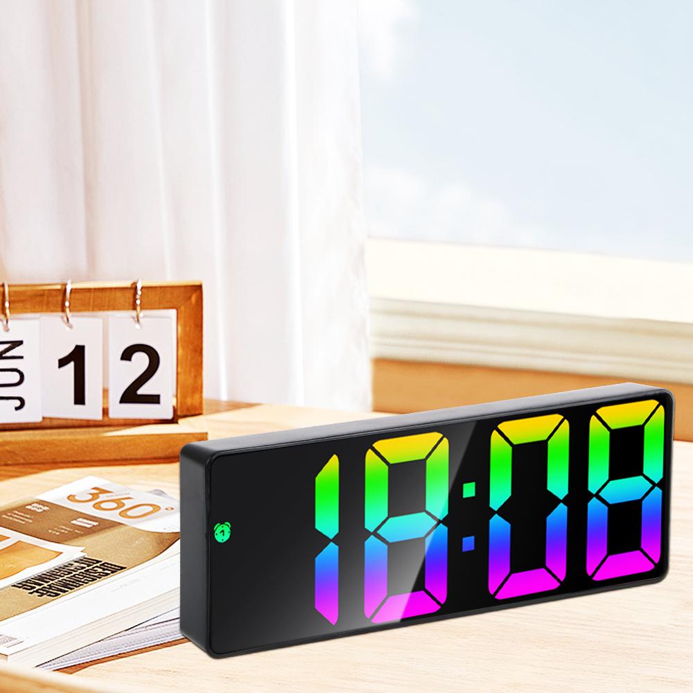 Electronic Student Digital Clock Dual Snooze Table Desk Clock LED Alarm Clock Voice Control Temperature 12/24 Hours