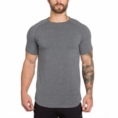 T-shirts d'été pour hommes Section mince hommes couleur unie Muscle hommes mince respirant Fitness coton sport T-shirt à manches courtes 6688