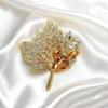 New Yellow Maple Leaves Full Crystal Rhinestone Brooch Pins Party Wedding Girl Friend Christmas Gifts
