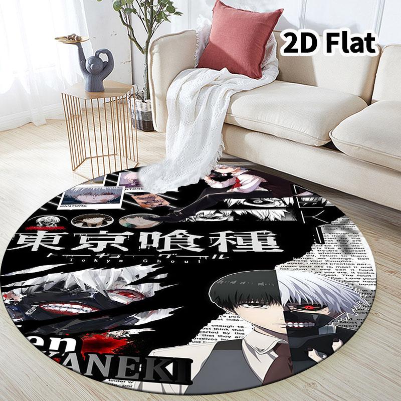 Tokyo Ghoul Runder Teppich Teppich für Wohnzimmer Schlafzimmer Sofa Spielzimmer Dekor Rutschfeste Bodenmatte
