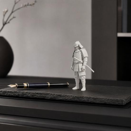 Japanese Samurai Statue, 3D Printed Warrior Figurine, Bushido Decor for Desk Shelf, Collectible Model for Home Office