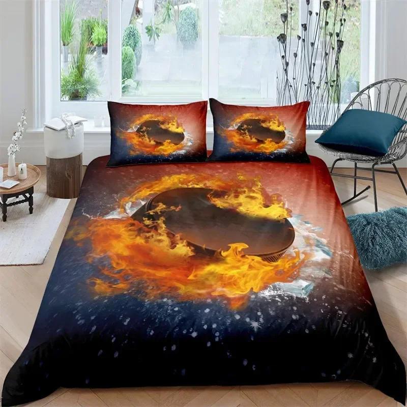 Ice Hockey Duvet Cover Hockey Comfortable Duvet Quilt Cover Pillowcase Bedding Set Children Bedroom Decoration Home Textile
