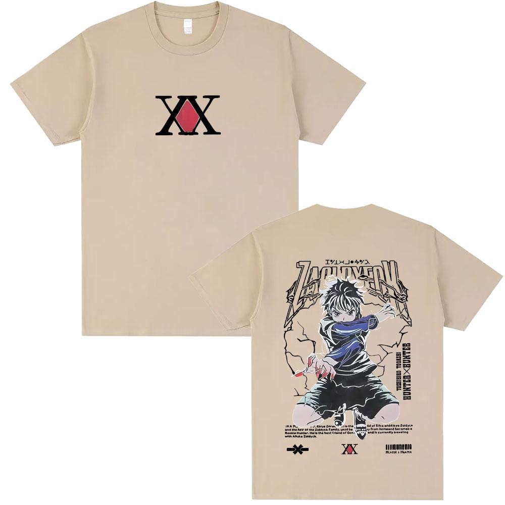 Anime Hunter X Hunter Graphic Tshirt Killua Zoldyck Double Sided Print T Shirts Men Women Casual Oversized Crewneck Tshirts