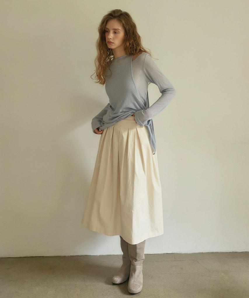 Auro Cotton Tuck Skirt [ Cream ]