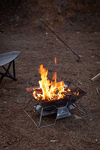 CAMPING MOON MT-3 Bonfire Grill, Fire Pit, BBQ Stove with 2 Adjustable Heights, Large, Canvas Case Included