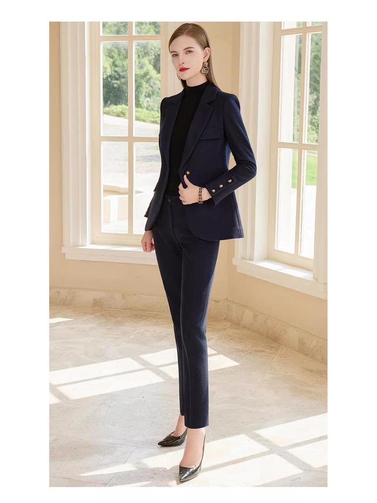 High-End Women's Winter Wool Blend Professional Suit for College Students and Interviews