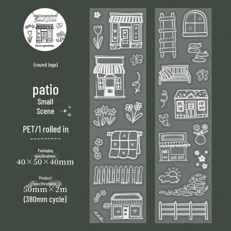 Beautiful Day Silver Die-Cutting PET Tape: Life-Themed, Retro Base, 6 Style Options