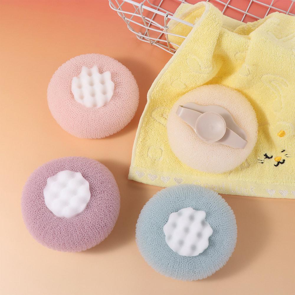 4 Stück mit Gummiband Sonnenblumen Duschschrubber Runde Form Körperpeeling Schwamm Duschwerkzeug