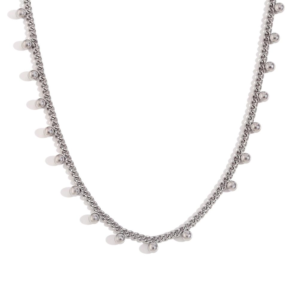 

MamacitaSlay Bohemian Beads Charm Chain Stainless Steel Necklace Woman Elegant Jewelry Trend 2024 Accessories Lady Gift 40cm серебряный