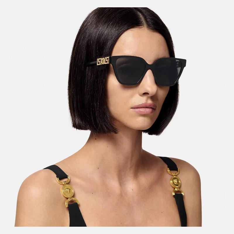 Versace Rhinestone Decoration On Temples Acetate Metal Irregular Sunglasses Women's Black 12146071 O4471B-OGB18756_ONUL-black 56
