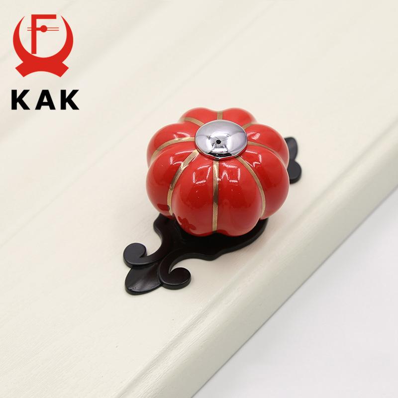 KAK Maniglia per Mobili in Ceramica da 40 mm Base Nera Manopole e Maniglie Zucca per Stanza dei Bambini Maniglia per Ante di Armadietti da Cucina Cassetti