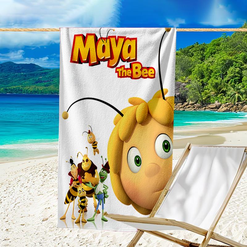 Serviette de plage ultra-douce sur le thème de Maya l'Abeille, Idéale pour la piscine - le camping, la plongée - Essentiel de voyage parfait, Serviette de plage vibrante.
