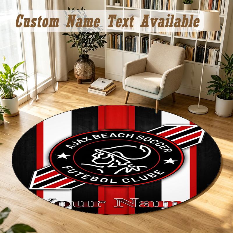 Round Rug Custom NameAjax Amsterdam Pattern Non Slip Carpet Home Floor Decor