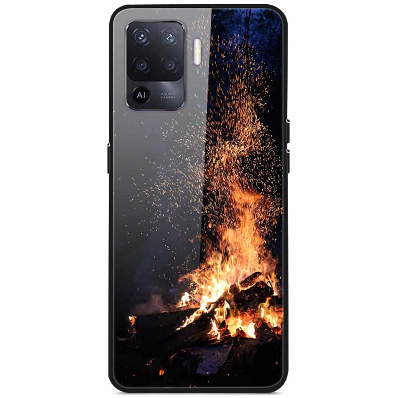 Tempered Glass Case For Oppo Reno5 Lite Hard Back Cover for Oppo Reno 5 Lite Luxury Painted Reno5Lite Funda 6.43'' Shockproof