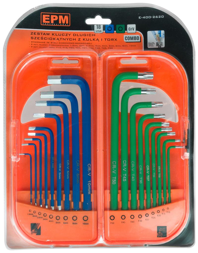 Set Of Hex And Torx Long Keys 18 Pieces - E-400-2620