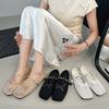 Niche Design Rivets with Hollowed-out Bag Head Half Slippers Women's Summer Wear a Pedal Breathable Fishing Net Shoes