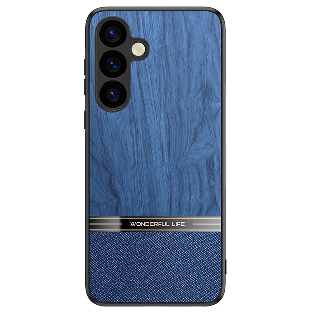 For Samsung Galaxy A35 5G Case Wood Texture Leather Coated TPU Phone Protective Cover
