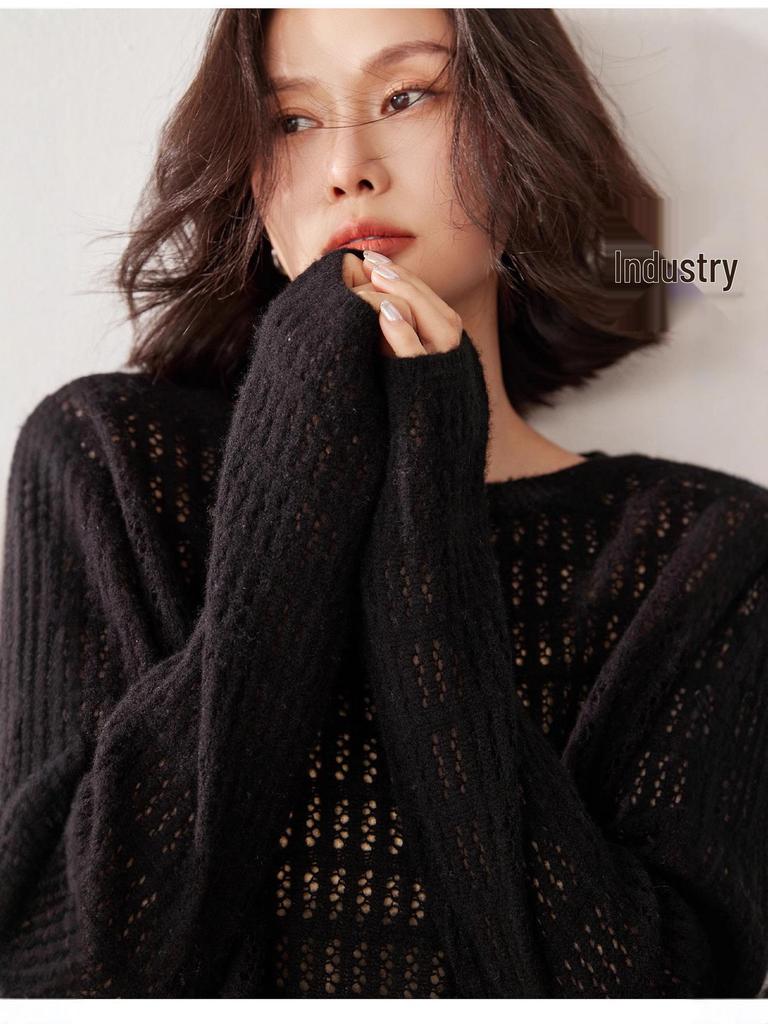 2025 Slimming Solid Color Cashmere Cardigan - Hollowed-Out, Age-Reducing, Versatile Women's Commuter Top