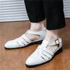 Summer Rome Fashion New Men Gladiators Buckle Casual Shoes Breathable Beach Sandals Outdoor Slippers Black White Footwear