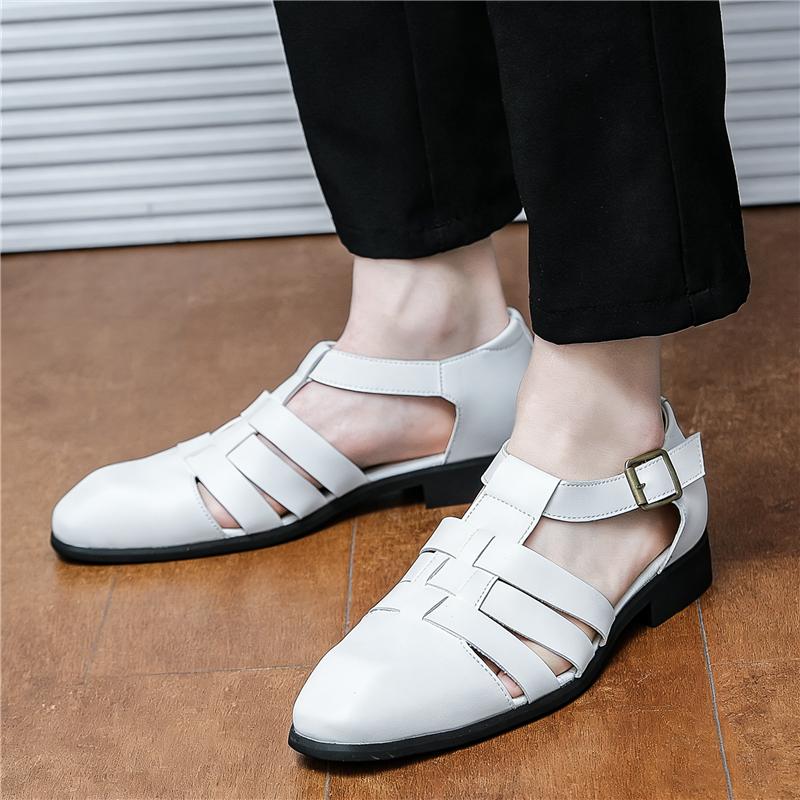 Summer Rome Fashion New Men Gladiators Buckle Casual Shoes Breathable Beach Sandals Outdoor Slippers Black White Footwear