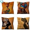 Retro Ethnic Style African Women Cotton Linen Decorative Pillowcase Home Sofa Square Pillowcase Almofadas Decorativas 45X45Cm